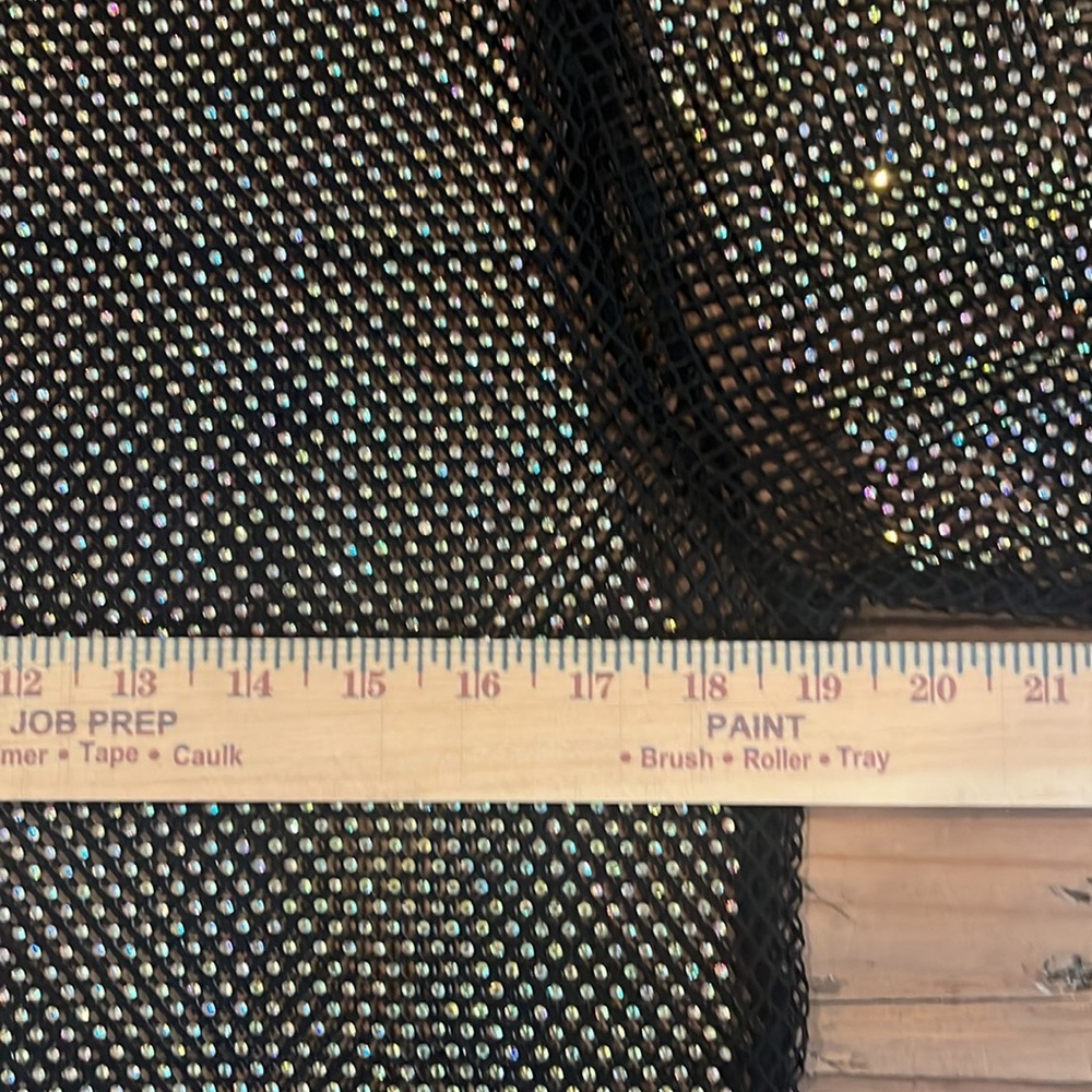 Endless Blu Mesh Top Sheer Rhinestone Cropped Top Sz M - Picture 8 of 9